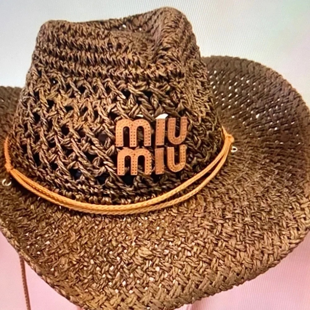Miu Miu Woven Straw Cowboy Hat in Brown - Picture 5 of 6